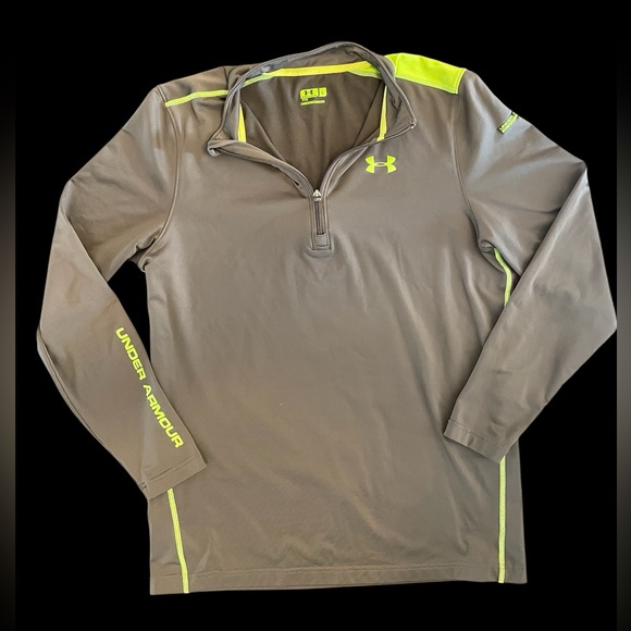 Under Armour Green and Lime Quarter-Zip Scent Control Pullover Men’s Large - Picture 1 of 14